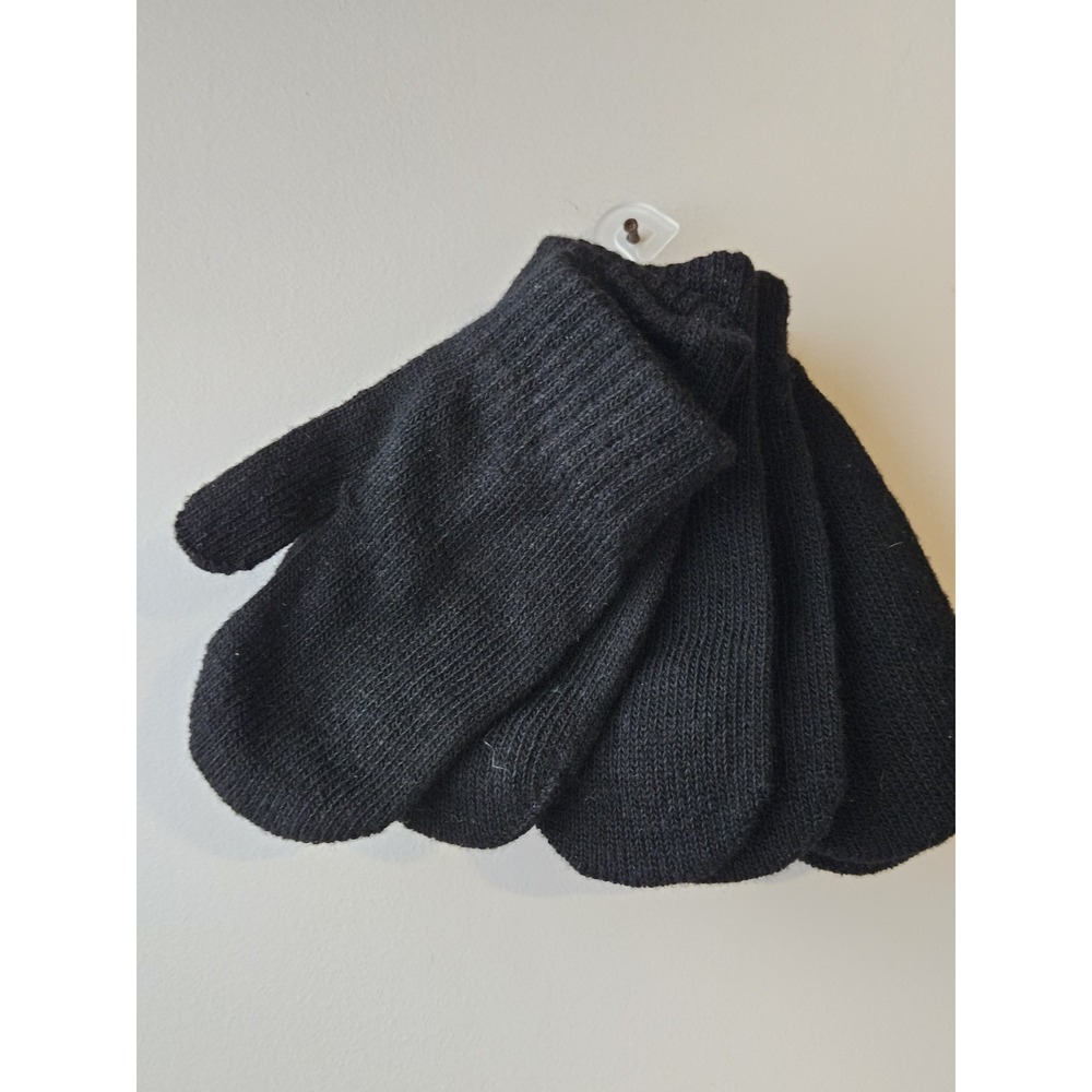 NEW Cat & Jack Toddler Unisex 3 Pack Mittens Gloves Black Size 2T-5T